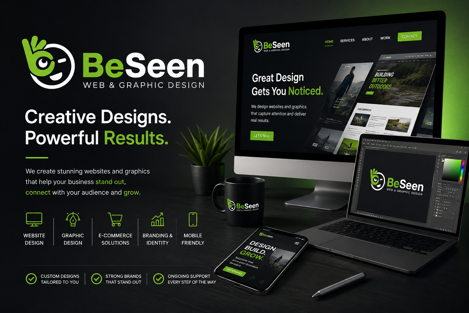 BeSeen Web & Graphic Design — creative websites and graphic design, powerful results